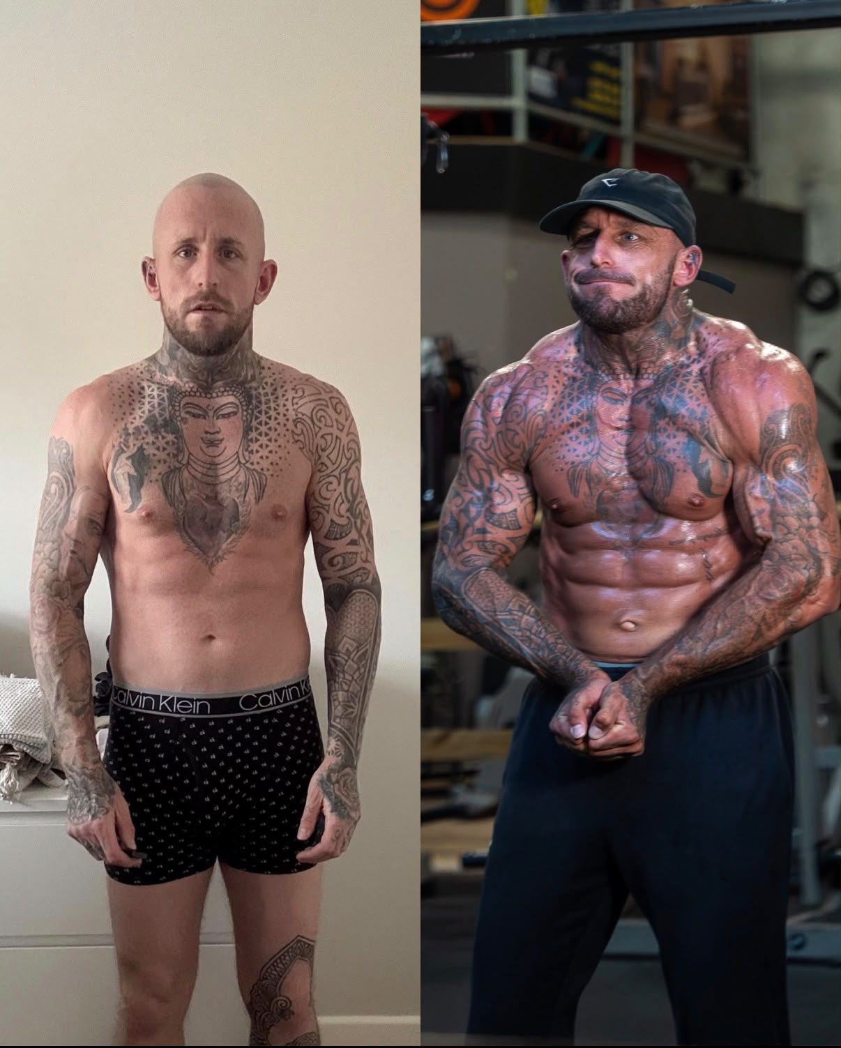 Ollie Hewlett five years ago, and now, in the gym